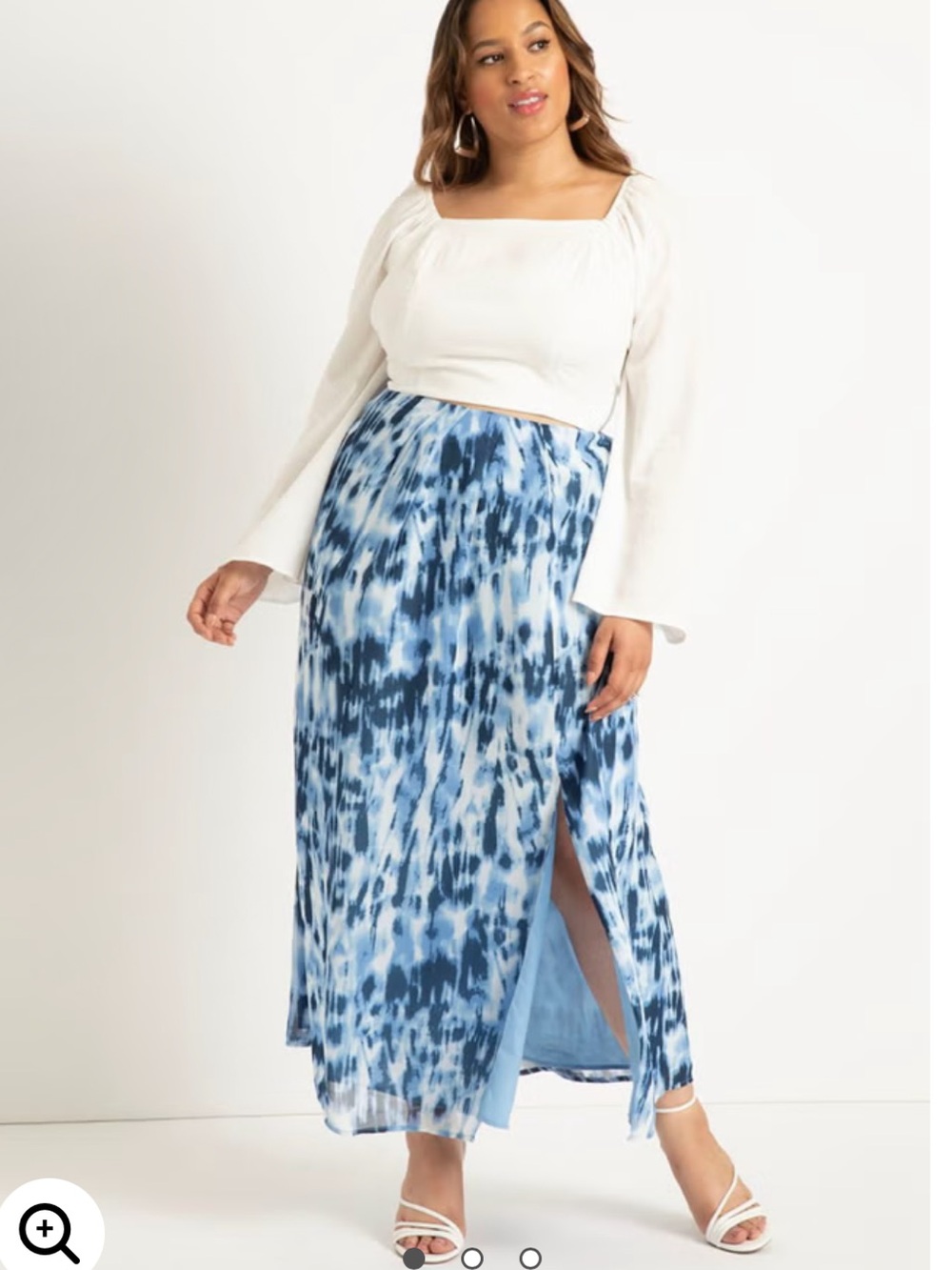 Eloquii set sail faux wrap maxi skirt blue tie dye size 16